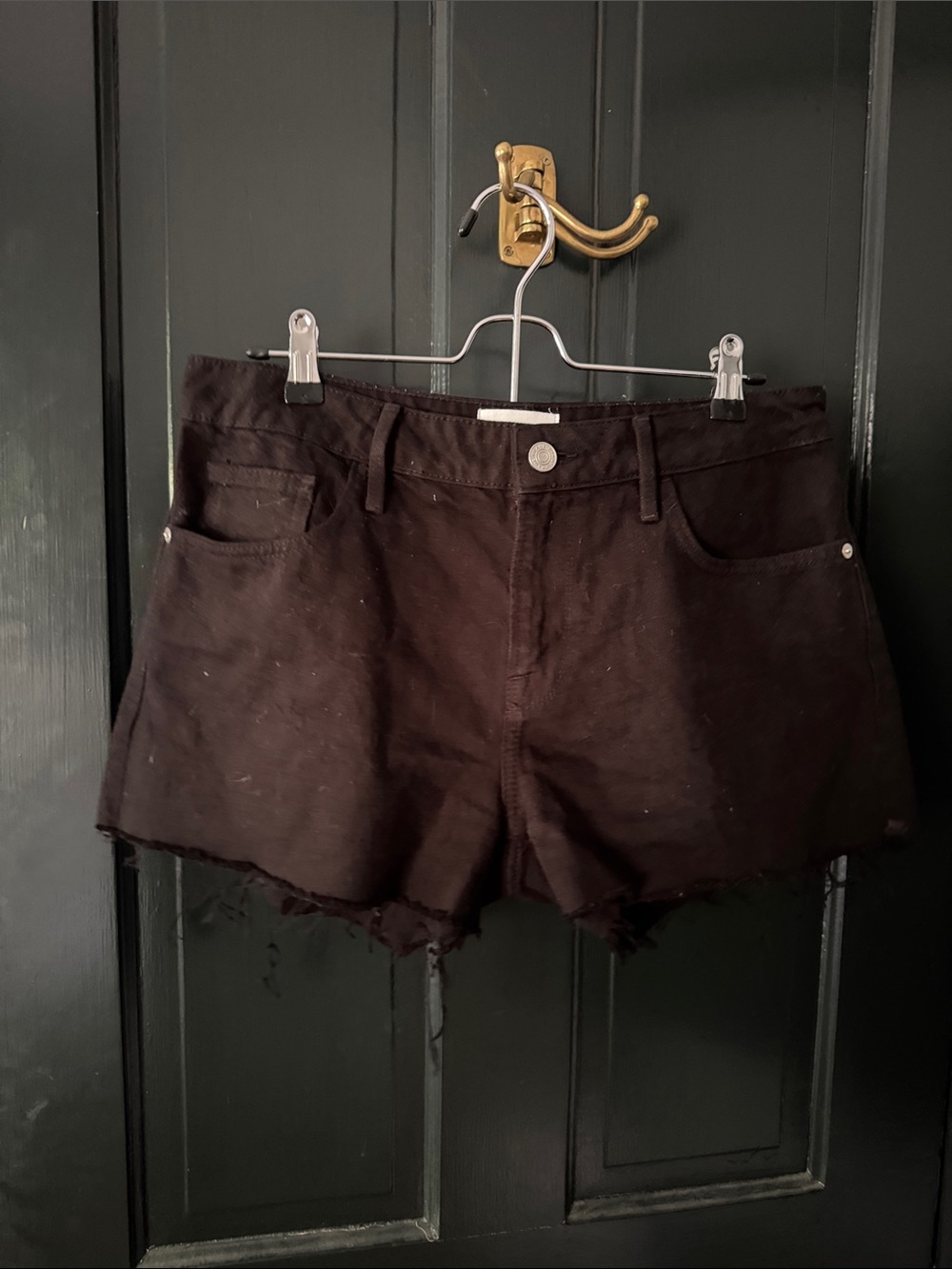 Frame Le Grand Garçon Jean Short Cutoffs Film Noir Black 27 100% Cotton